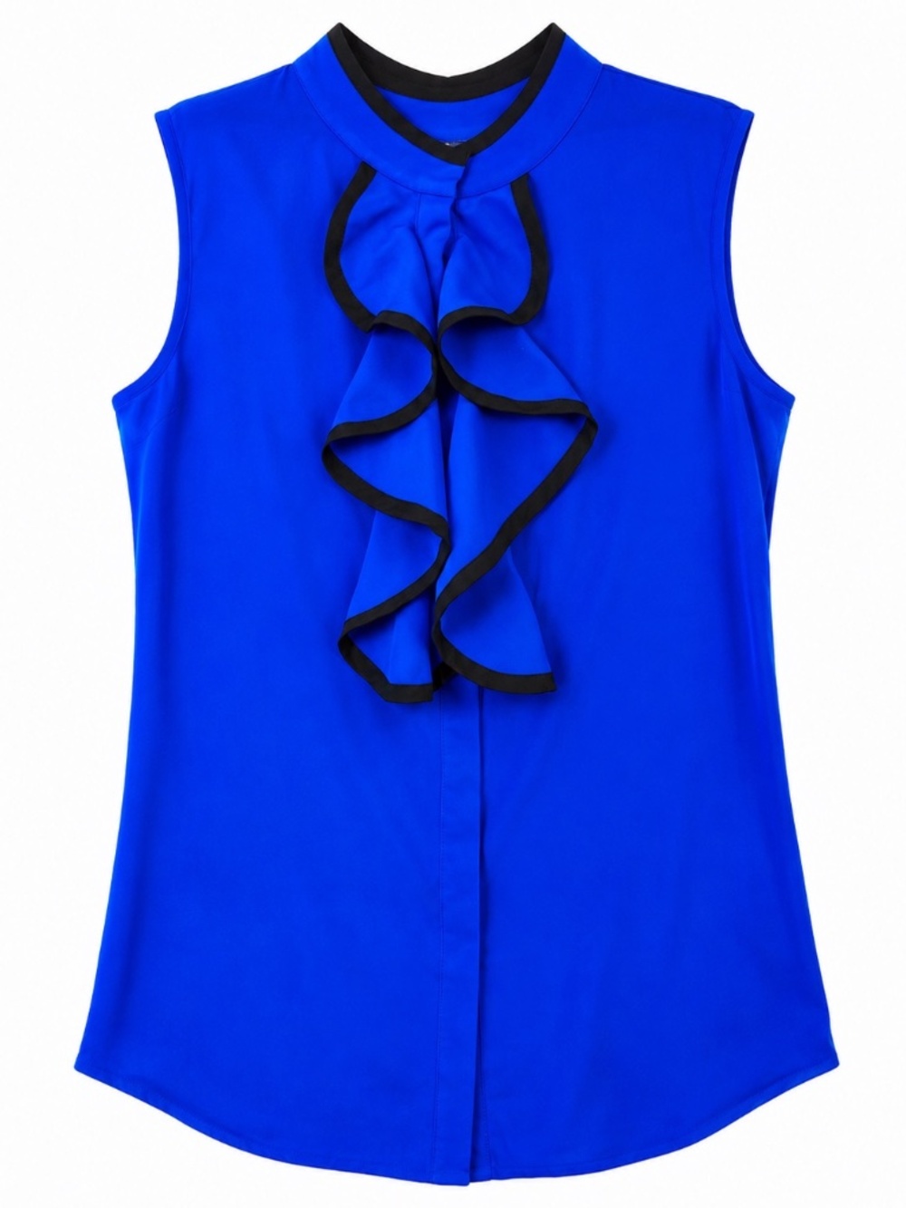 Calvin Klein Size Large Cobalt Blue Ruffle Sleeveless Blouse
